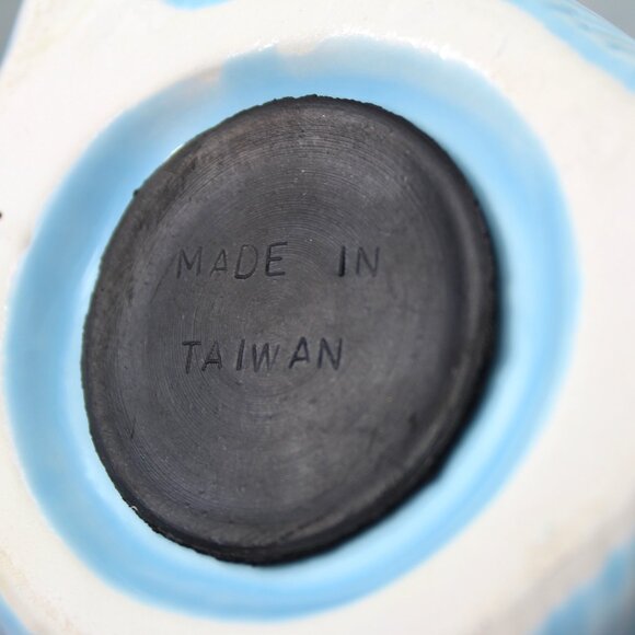 Vintage Ceramic "Piggy Bank" Blue Teddy Bear: Made in Taiwan Nursery Decor - Picture 7 of 8